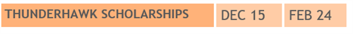 Thunderhawk Scholarships open Dec 15- Feb 24